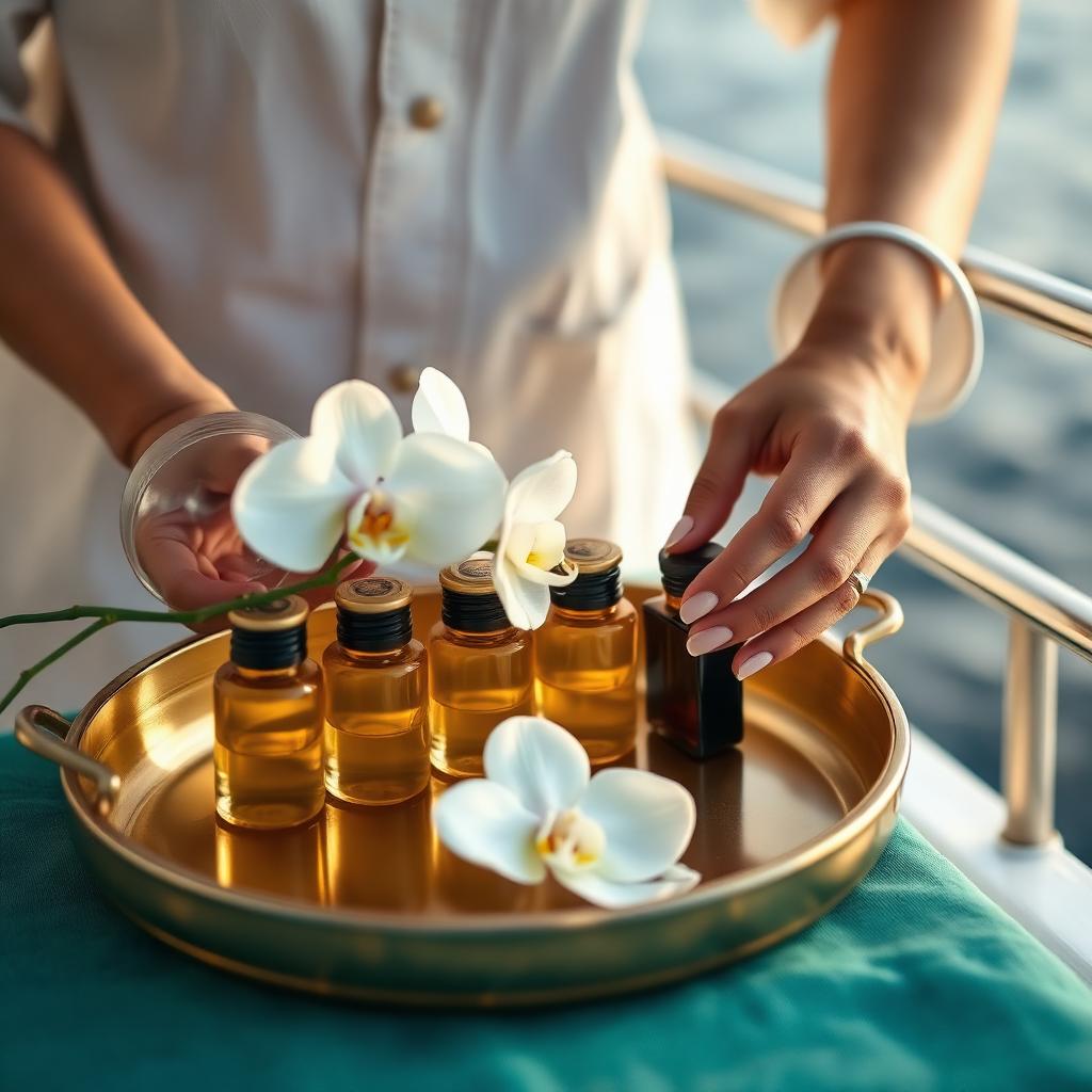 Mediterranean oil ritual on yacht